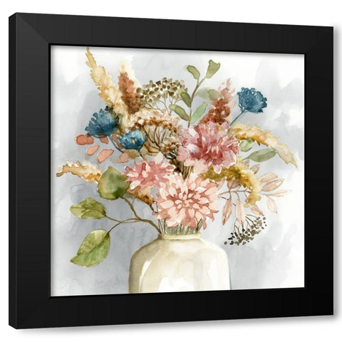 Boho Bouquet Black Modern Wood Framed Art Print with Double Matting by Nan