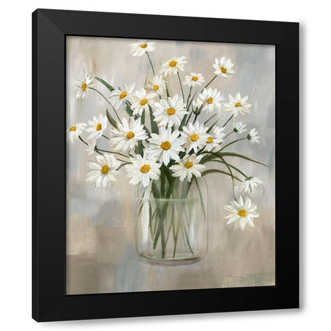 Daisy Cluster Black Modern Wood Framed Art Print with Double Matting by Nan