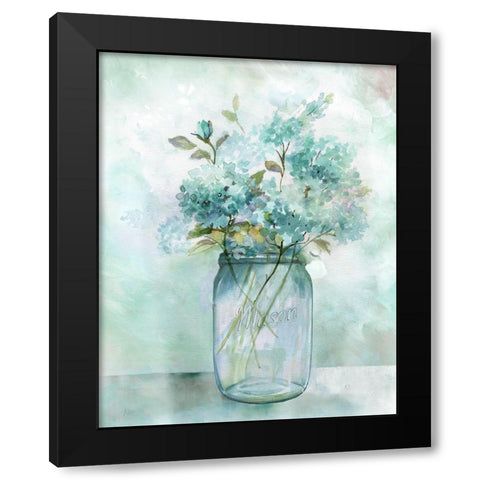 Hydrangea Retreat Black Modern Wood Framed Art Print by Nan