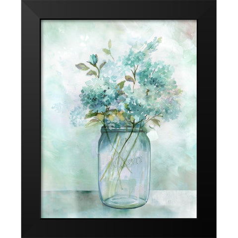 Hydrangea Retreat Black Modern Wood Framed Art Print by Nan