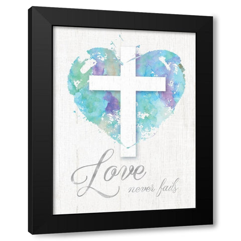 Love Never Fails Black Modern Wood Framed Art Print with Double Matting by Donovan, Kelly
