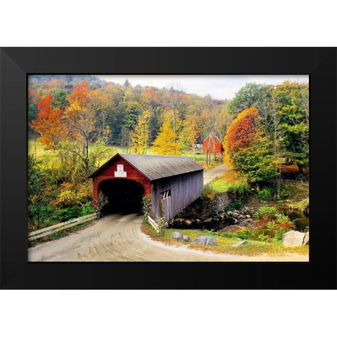 Vermont Covered Bridge Black Modern Wood Framed Art Print by Delimont, Danita