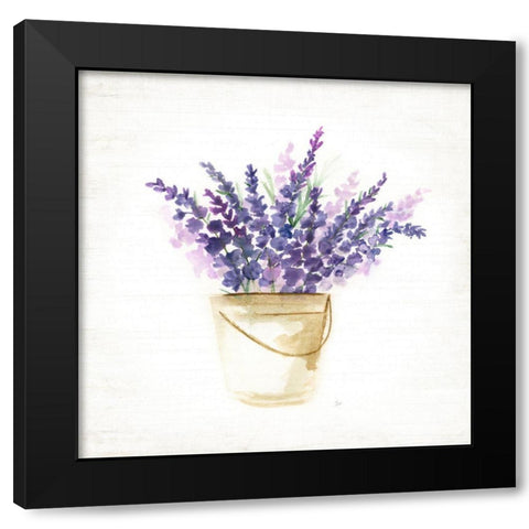 Bucket of Lavender I Black Modern Wood Framed Art Print with Double Matting by Nan