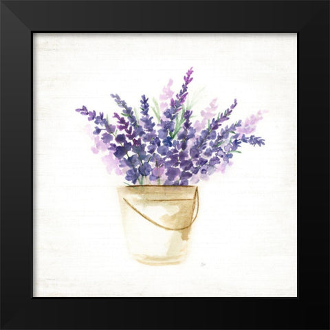 Bucket of Lavender I Black Modern Wood Framed Art Print by Nan