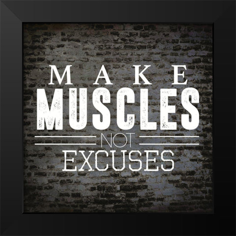 Make Muscles Black Modern Wood Framed Art Print by CAD Designs