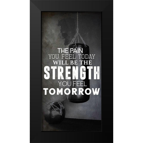 Strength Black Modern Wood Framed Art Print by CAD Designs