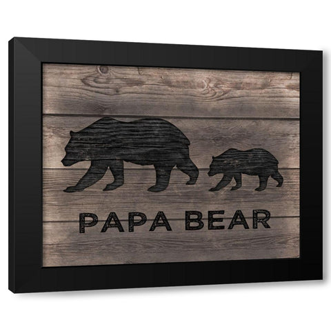 Papa Bear Black Modern Wood Framed Art Print with Double Matting by CAD Designs