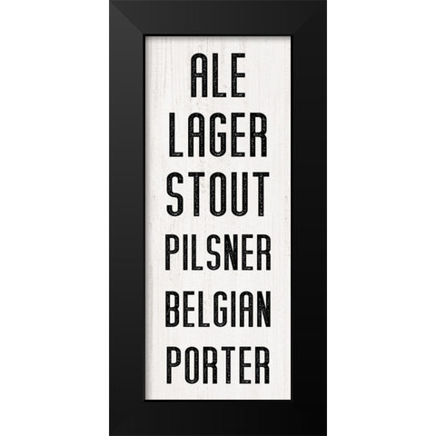 Beer List Black Modern Wood Framed Art Print by CAD Designs