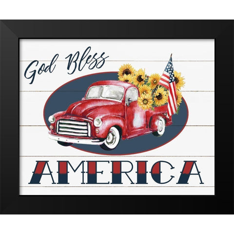God Bless American Truck Black Modern Wood Framed Art Print by Robinson, Carol