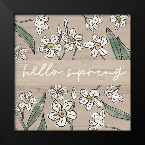 Hello Spring Black Modern Wood Framed Art Print by Carpentieri, Natalie