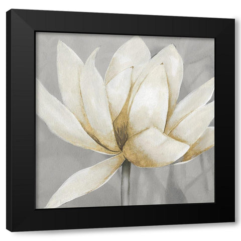 Golden Waterlily II Black Modern Wood Framed Art Print by Robinson, Carol