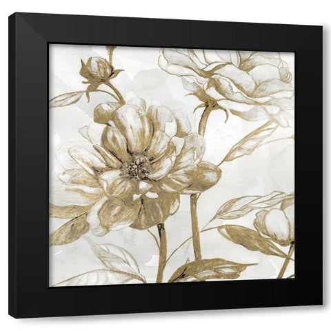 Peony Glitz I Black Modern Wood Framed Art Print by Robinson, Carol