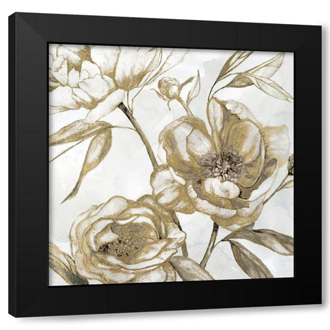 Peony Glitz II Black Modern Wood Framed Art Print with Double Matting by Robinson, Carol