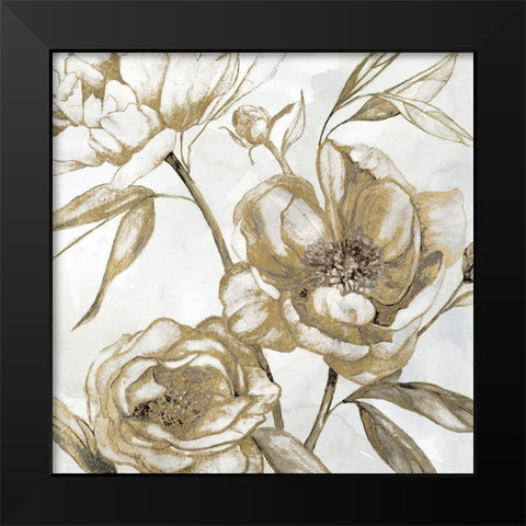 Peony Glitz II Black Modern Wood Framed Art Print by Robinson, Carol
