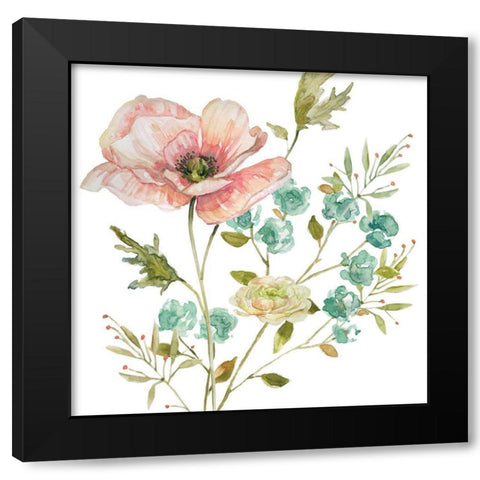 Dainty Peaches and Cream I Black Modern Wood Framed Art Print by Finn, Livi