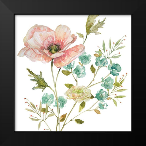 Dainty Peaches and Cream I Black Modern Wood Framed Art Print by Finn, Livi