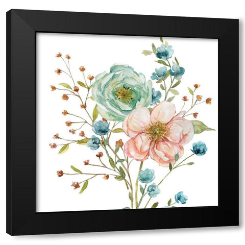 Dainty Peaches and Cream II Black Modern Wood Framed Art Print with Double Matting by Finn, Livi