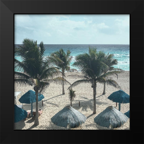 Beach Umbrellas Black Modern Wood Framed Art Print by Jill, Susan