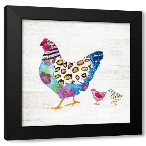 Funky Chicken Black Modern Wood Framed Art Print with Double Matting by Tava Studios