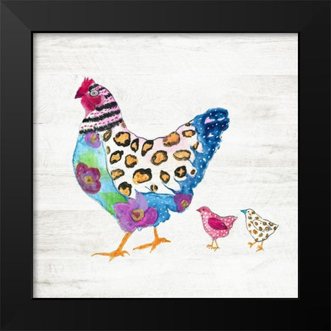 Funky Chicken Black Modern Wood Framed Art Print by Tava Studios
