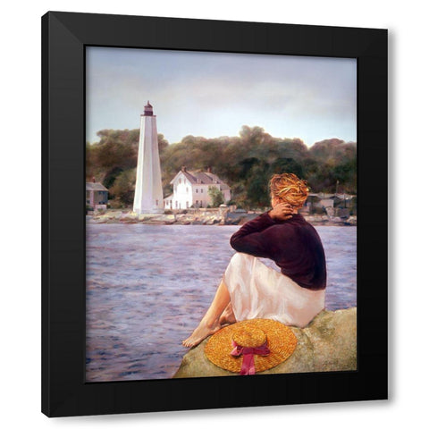 Waiting Black Modern Wood Framed Art Print with Double Matting by DeSantis, Bob