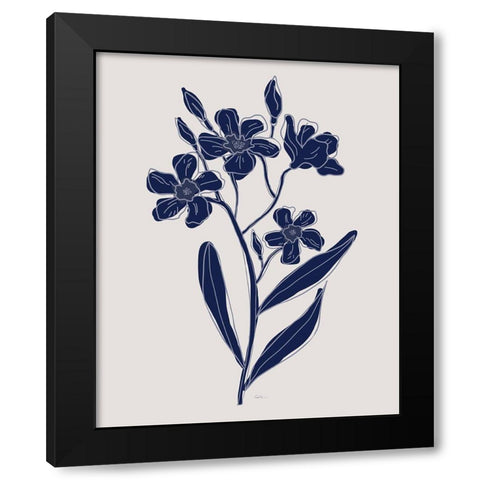 Indigo Botanical Study II Black Modern Wood Framed Art Print with Double Matting by Carpentieri, Natalie