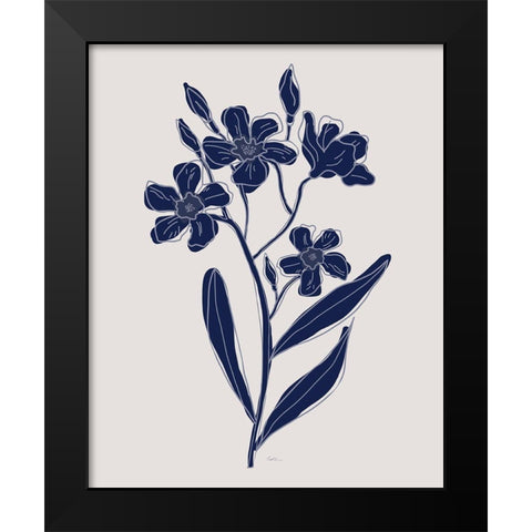 Indigo Botanical Study II Black Modern Wood Framed Art Print by Carpentieri, Natalie