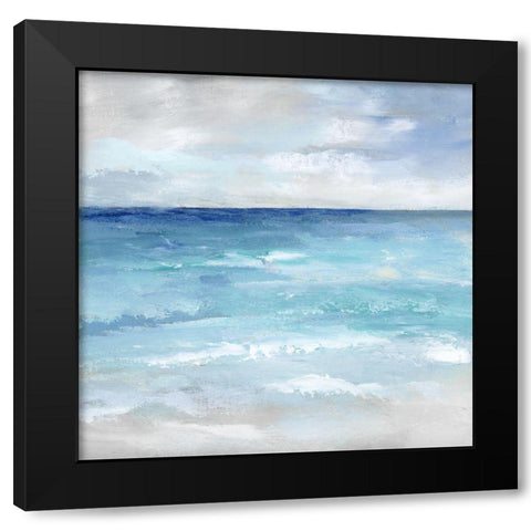 Wave Dance Black Modern Wood Framed Art Print with Double Matting by Nan