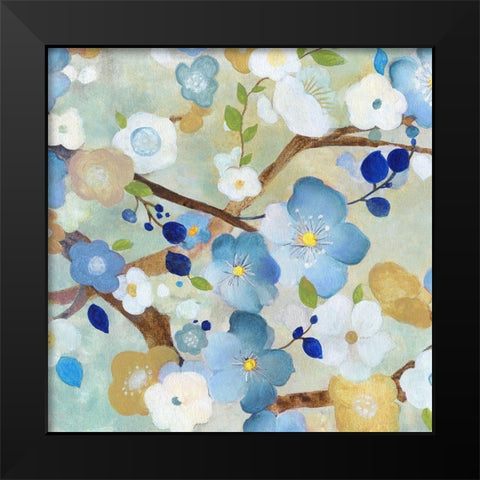 Tree Blossoms II Black Modern Wood Framed Art Print by Tava Studios