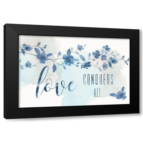 Love Conquers Black Modern Wood Framed Art Print with Double Matting by Nan