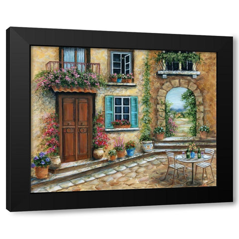 Tuscan Courtyard Black Modern Wood Framed Art Print with Double Matting by Dunlap, Marilyn