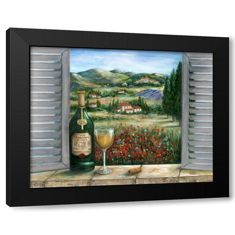 Tuscan White and Poppies Black Modern Wood Framed Art Print by Dunlap, Marilyn