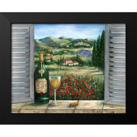 Tuscan White and Poppies Black Modern Wood Framed Art Print by Dunlap, Marilyn