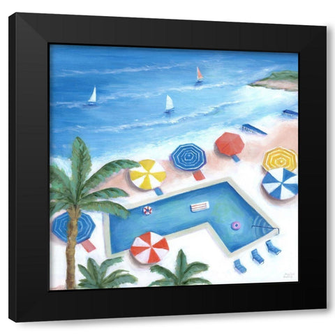 Miami South Beach Pool Black Modern Wood Framed Art Print by Dunlap, Marilyn