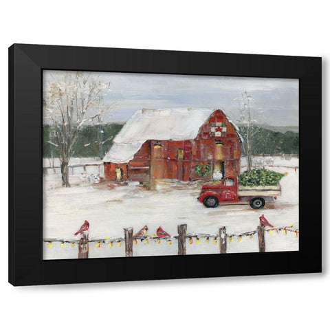 Christmas Farmyard Black Modern Wood Framed Art Print with Double Matting by Swatland, Sally