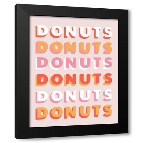 Donuts Black Modern Wood Framed Art Print by Designs, CAD