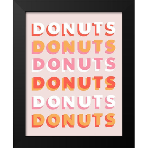 Donuts Black Modern Wood Framed Art Print by Designs, CAD