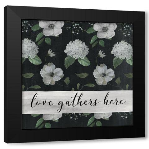 Love Gathers Black Modern Wood Framed Art Print with Double Matting by Nan