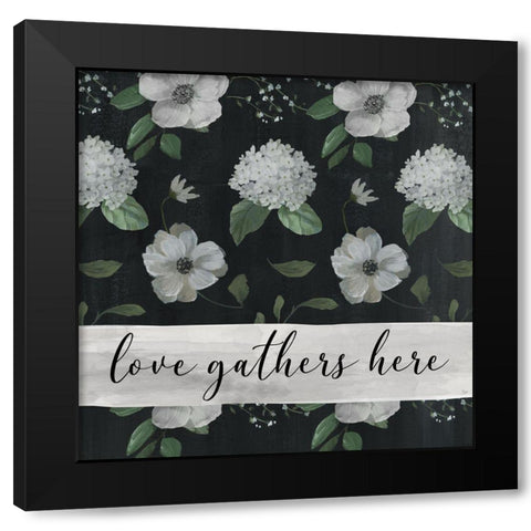 Love Gathers Black Modern Wood Framed Art Print by Nan