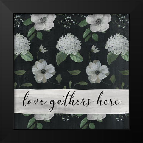 Love Gathers Black Modern Wood Framed Art Print by Nan