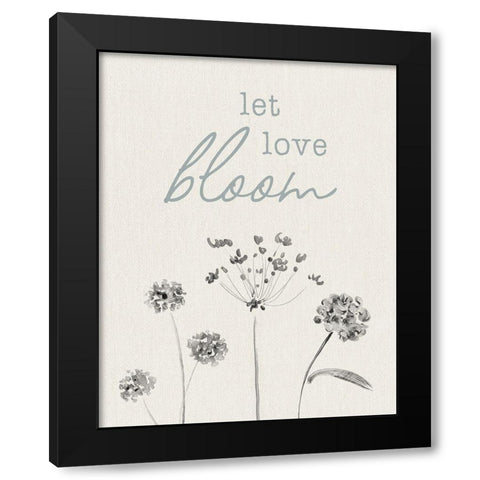 Let Love Bloom Black Modern Wood Framed Art Print by CAD Designs