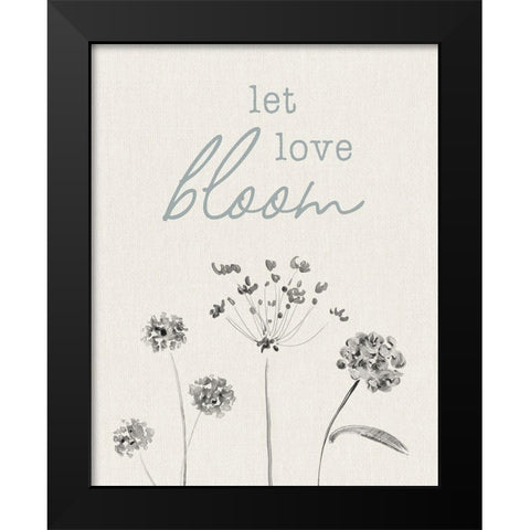 Let Love Bloom Black Modern Wood Framed Art Print by CAD Designs