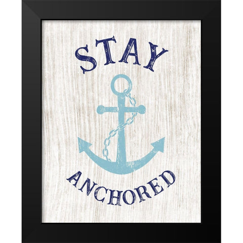 Stay Anchored Black Modern Wood Framed Art Print by CAD Designs
