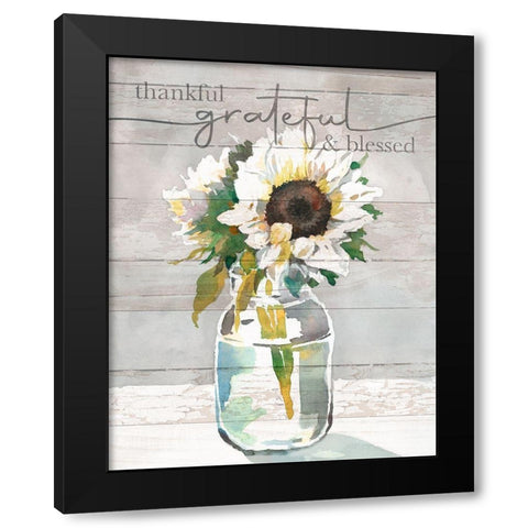 Thankful-Grateful-Blessed Black Modern Wood Framed Art Print with Double Matting by Troise Heidel, Theresa