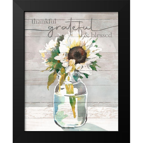 Thankful-Grateful-Blessed Black Modern Wood Framed Art Print by Troise Heidel, Theresa