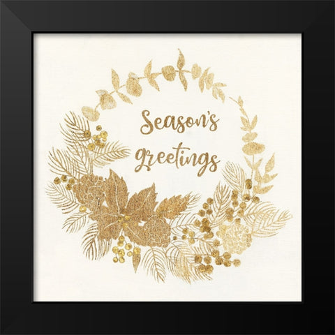 Seasons Greetings Black Modern Wood Framed Art Print by Tava Studios