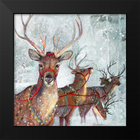 Woodland Friends Black Modern Wood Framed Art Print by Manning, Ruane