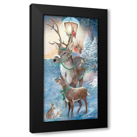 Reindeer and Friends Black Modern Wood Framed Art Print with Double Matting by Manning, Ruane