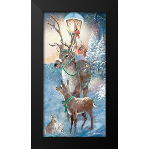 Reindeer and Friends Black Modern Wood Framed Art Print by Manning, Ruane