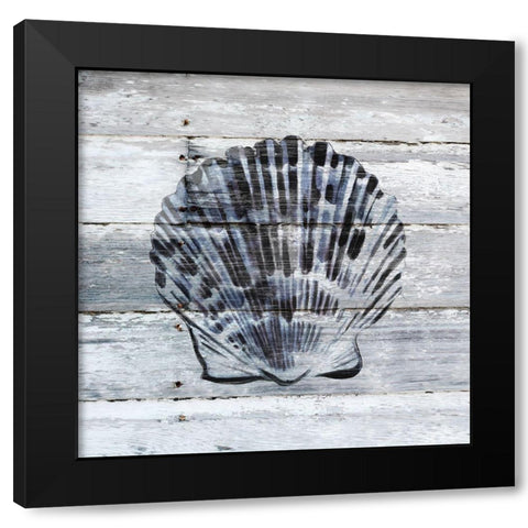 Blue Scallop Black Modern Wood Framed Art Print by Robinson, Carol
